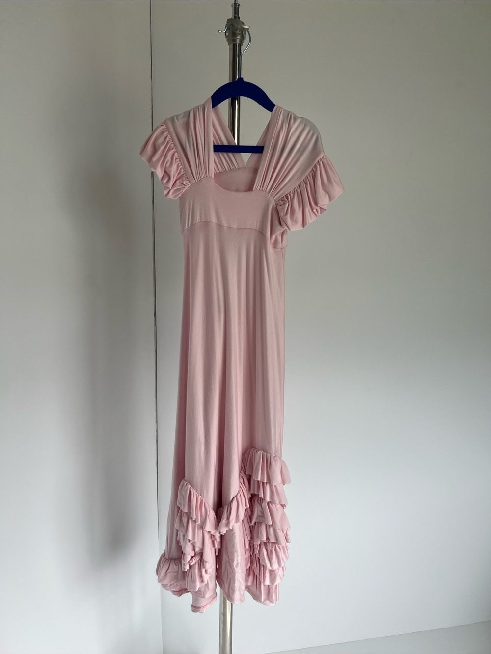Girls' Pink Ruffle Maxi Dress